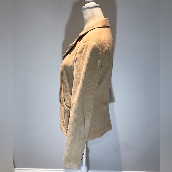 BCBG MAXAZRIA Lightweight Soft Corduroy Button Up Jacket Blazer Women Medium Tan - Picture 5 of 9